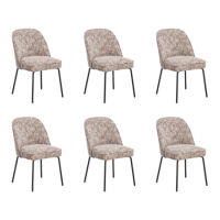 Set of 6 Curved Dining Chairs in Multi Coloured Fabric - Leighton