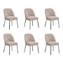 Set of 6 Curved Dining Chairs in Multi Coloured Fabric - Leighton