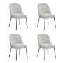 Set of 4 Curved Dining Chairs in Neutral Coloured Fabric - Leighton