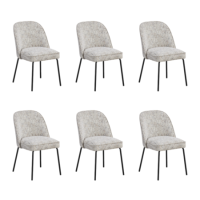 Set of 6 Neutral Upholstered Curved Dining Chairs - Celia Set of 6 Neutral Upholstered Curved Dining Chairs - Celia