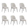 Set of 6 Curved Dining Chairs in Neutral Coloured Fabric - Leighton