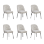 Set of 6 Neutral Upholstered Curved Dining Chairs - Celia