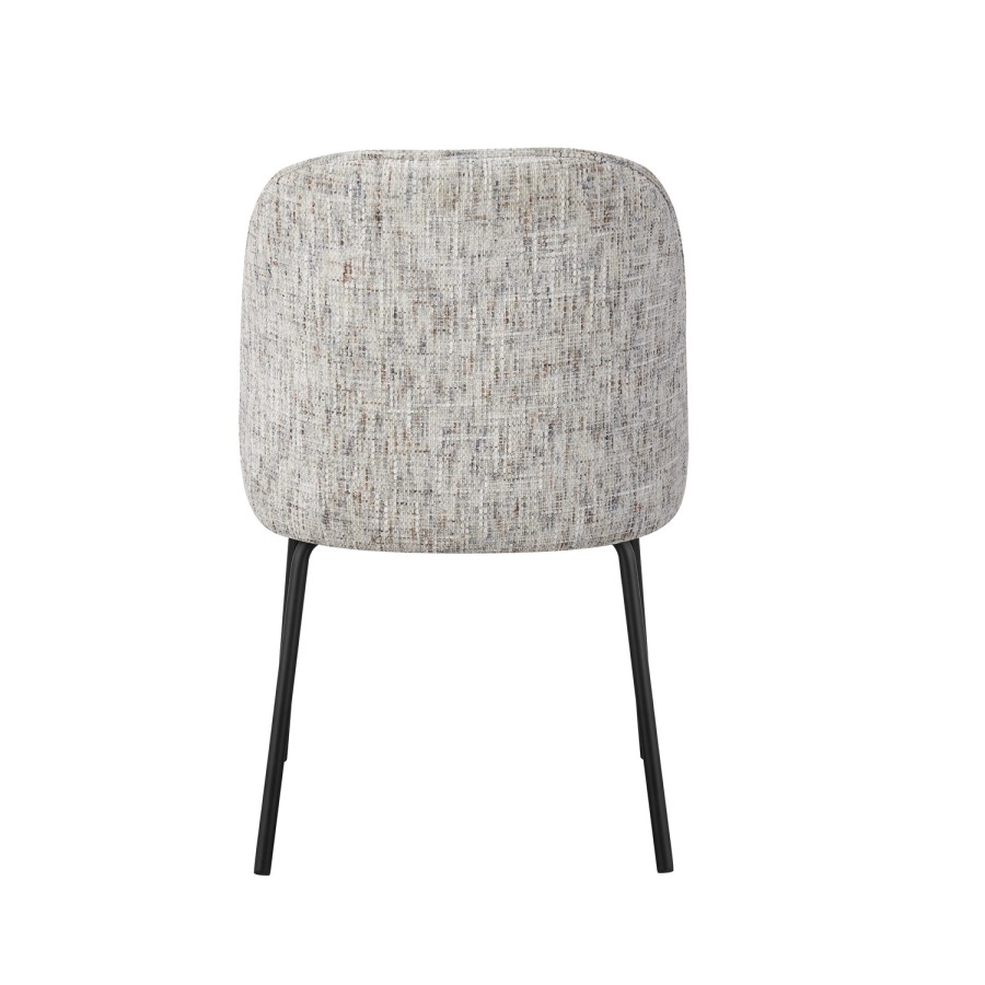 Set of 6 Neutral Upholstered Curved Dining Chairs - Celia