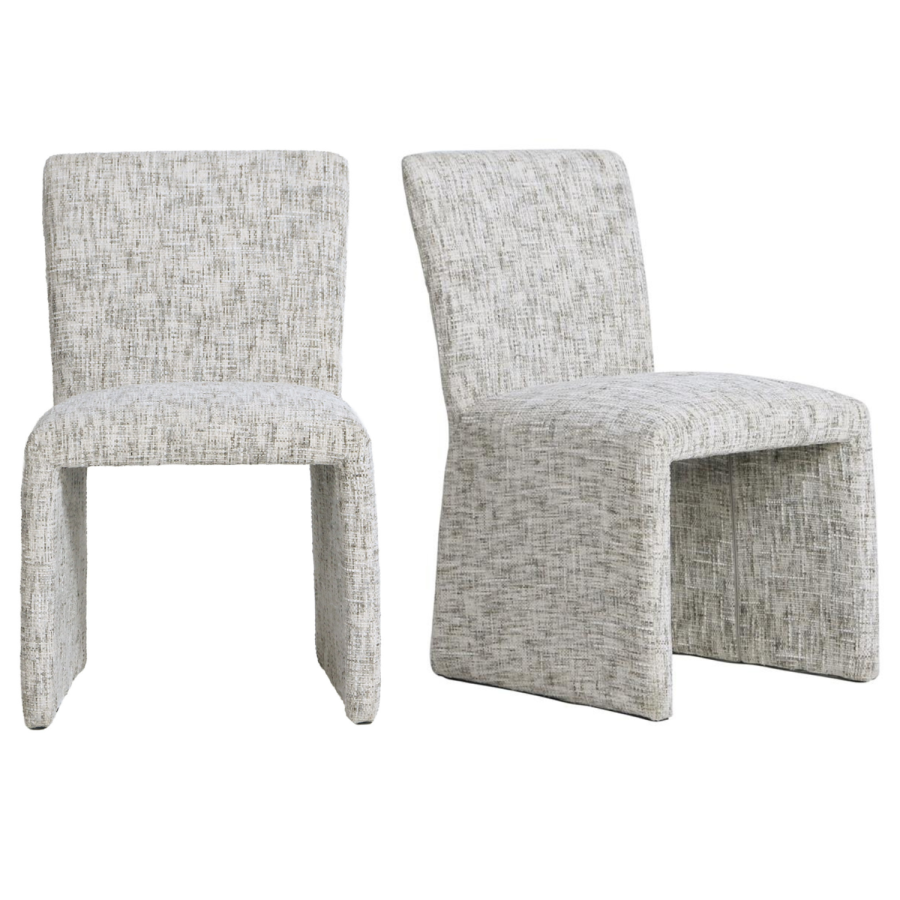 Set of 2 Neutral Upholstered Dining Chairs - Lucie