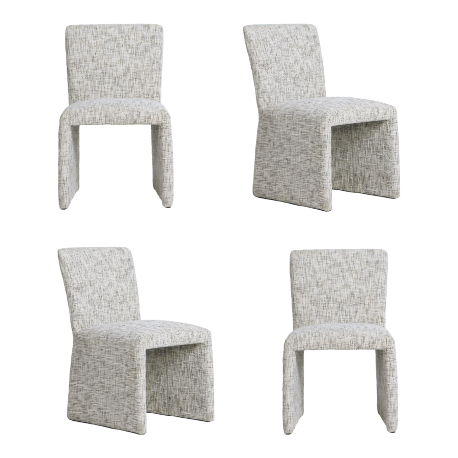 Set of 4 Neutral Upholstered Dining Chairs - Lucie