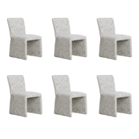Set of 6 Neutral Upholstered Dining Chairs - Lucie Set of 6 Neutral Upholstered Dining Chairs - Lucie