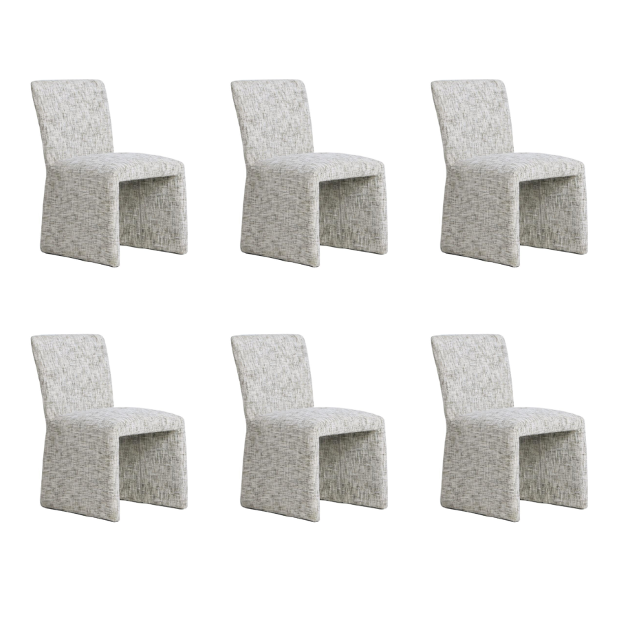 Set of 6 Neutral Upholstered Dining Chairs - Lucie