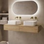 1200mm Oak Wood Effect Wall Hung Countertop Vanity Unit with Curved Square Basin - Lugo