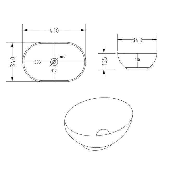 Grade A1 - 600mm Oak Wall Hung Countertop Vanity Unit with Oval Basin and Shelf - Lugo