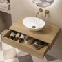 800mm Oak Wood Effect Wall Hung Countertop Vanity Unit with Oval Basin - Lugo