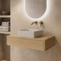 800mm Oak Wall Hung Countertop Vanity Unit with Square Basin - Lugo
