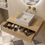 800mm Oak Wall Hung Countertop Vanity Unit with Square Basin - Lugo