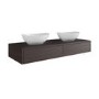 1200mm Walnut Wood Effect Wall Hung Countertop Vanity Unit with Oval Basin - Lugo