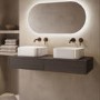 1200mm Walnut Wall Hung Countertop Vanity Unit with Curved Square Basin - Lugo