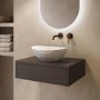 600mm Walnut Wood Effect Wall Hung Countertop Vanity Unit with Oval Basin - Lugo