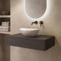 800mm Walnut Wood Effect Wall Hung Countertop Vanity Unit with Oval Basin - Lugo