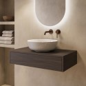 BUN/LUGOW800/98623 800mm Walnut Wood Effect Wall Hung Countertop Vanity Unit with Basin- Lugo