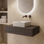 800mm Walnut Wall Hung Countertop Vanity Unit with Square Basin - Lugo