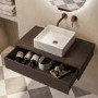 800mm Walnut Wall Hung Countertop Vanity Unit with Square Basin - Lugo