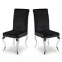 Louis Mirrored Dining Set in Black with 160cm Table & 6 Velvet Chairs - Vida Living