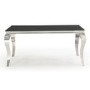 Black Glass Dining Table with 4 Black Velvet Chairs - Seats 4 - Louis