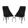 Black Glass Dining Table with 4 Black Velvet Chairs - Seats 4 - Louis