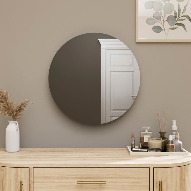 Round Backlit Mirror with Battery Operated Lights 600mm - Luna