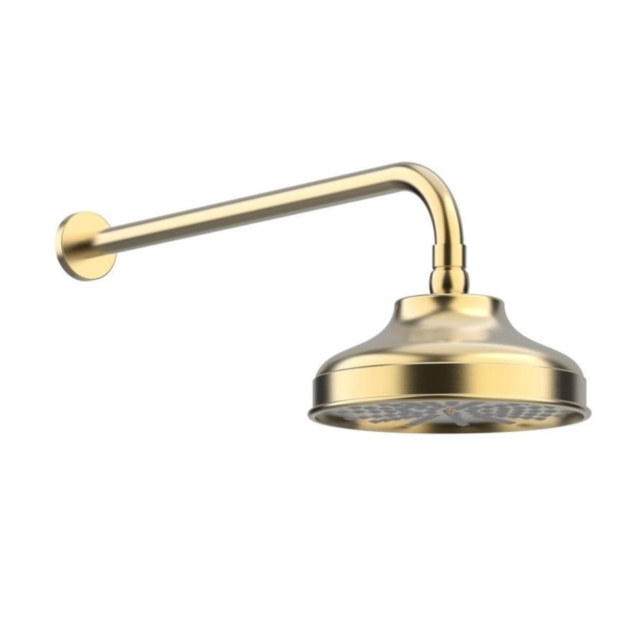 Brushed Brass 2 Outlet Wall Mounted Mixer Shower Set With Bath Filler Spout - Lyla
