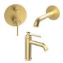 Brushed Brass Basin Mixer Tap & Bath Filler Tap with Concealed Valve Pack - Lyla