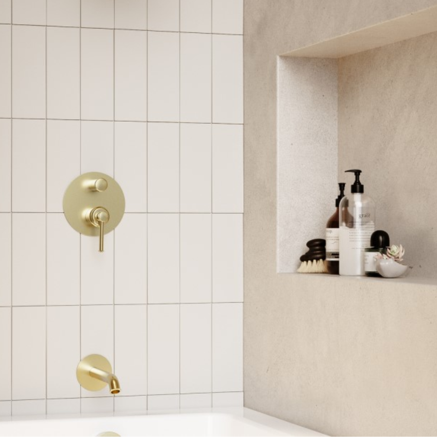 Brushed Brass Basin Mixer Tap & Bath Filler Tap with Concealed Valve Pack - Lyla