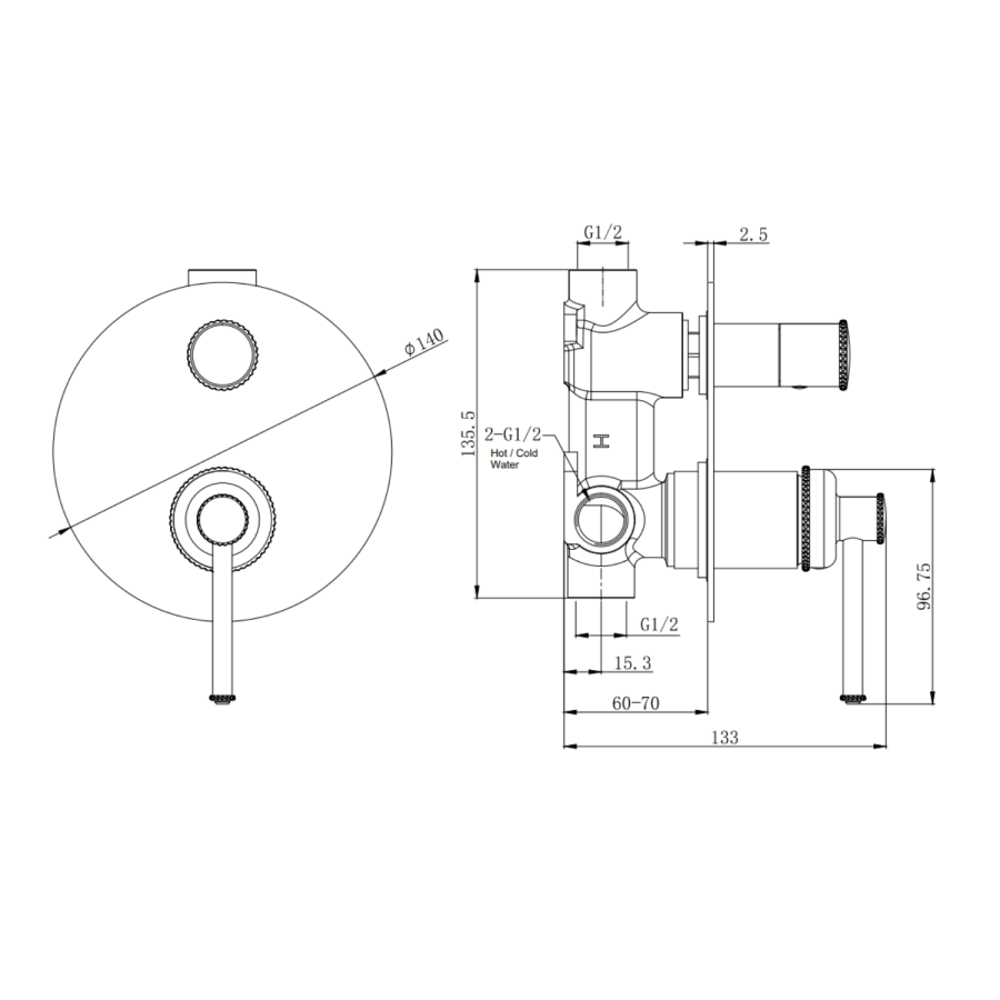 Brushed Brass Bath Filler Tap with Concealed Valve - Lyla