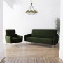 2 Seater Sofa and Armchair Set in Dark Green Velvet - Lyle