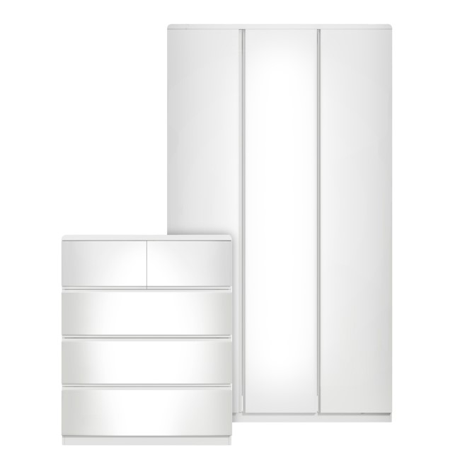 White Wardrobe and Chest of Drawers Set Lyra Furniture123