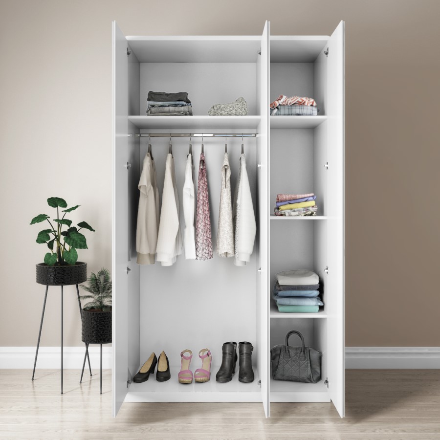 White Wardrobe and Chest of Drawers Set - Lyra