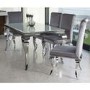 Louis Mirrored Dining Set with White 160cm Table & 4 Silver Velvet Chairs - Vida Living