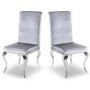 Louis Mirrored Dining Set with White 160cm Table & 4 Silver Velvet Chairs - Vida Living