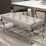 Louis White Dining Table 160cm with 4 Grey Velvet Chairs & 1 Bench - Mirrored Legs