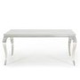 Louis Mirrored 160cm Dining Table with 4 Chairs in Silver Velvet