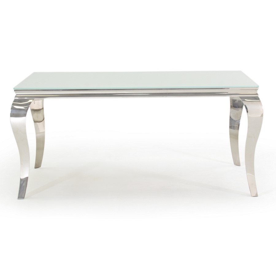 Louis White & Mirrored Dining Table 160cm with 4 Black Velvet Chairs & Bench