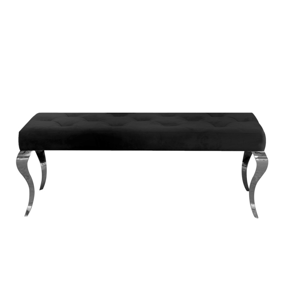 Louis White & Mirrored Dining Table 160cm with 4 Black Velvet Chairs & Bench