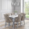 White Mirrored Dining Table with 6 Chairs in Mink - Louis
