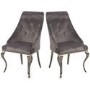 Louis Mirrored 200cm Dining Table with 4 Chairs and Bench in Grey Velvet