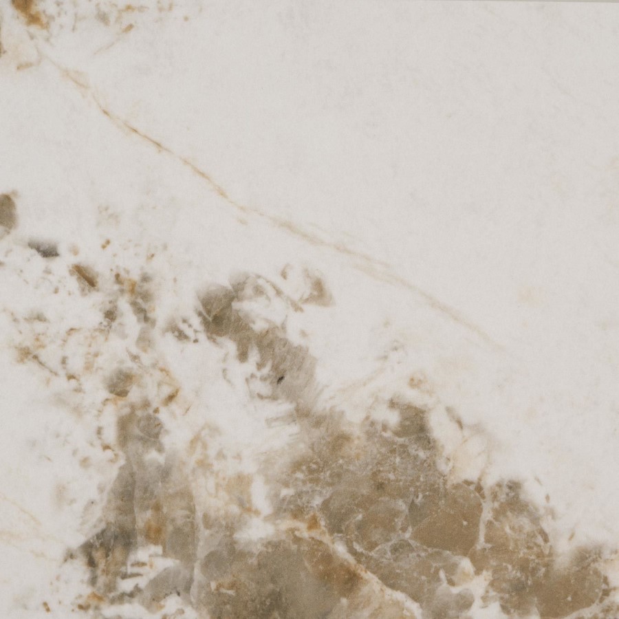 Round Walnut and Neutral Marble Effect Nest of 2 Tables - Malia