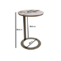 Round Side Table with Neutral Marble Effect and Bronze Base - Malia