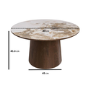 Neutral Ceramic Round Coffee Table with Walnut Pedestal Base - Malia