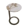 Neutral Ceramic Round Sofa Table with Bronze Base - Malia