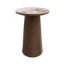 Round Walnut and Neutral Marble Effect Nest of 3 Tables - Malia