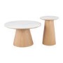 Round Oak and White Marble Effect Nest of 2 Tables - Malia