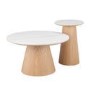 Round Oak and White Marble Effect Nest of 2 Tables - Malia