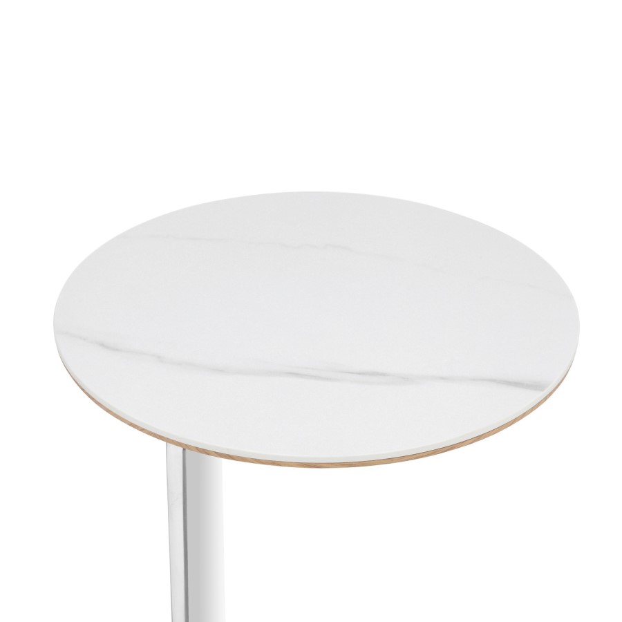 Round Oak and White Marble Effect Nest of 3 Tables - Malia